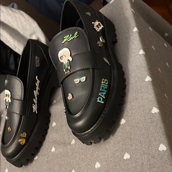 Karl Lagerfeld Black Loafers with Colorful Accents - Picture 2 of 4